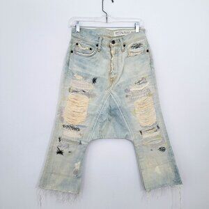 Kapital Kountry Distressed Boro Patched Jeans Small 1 NWT